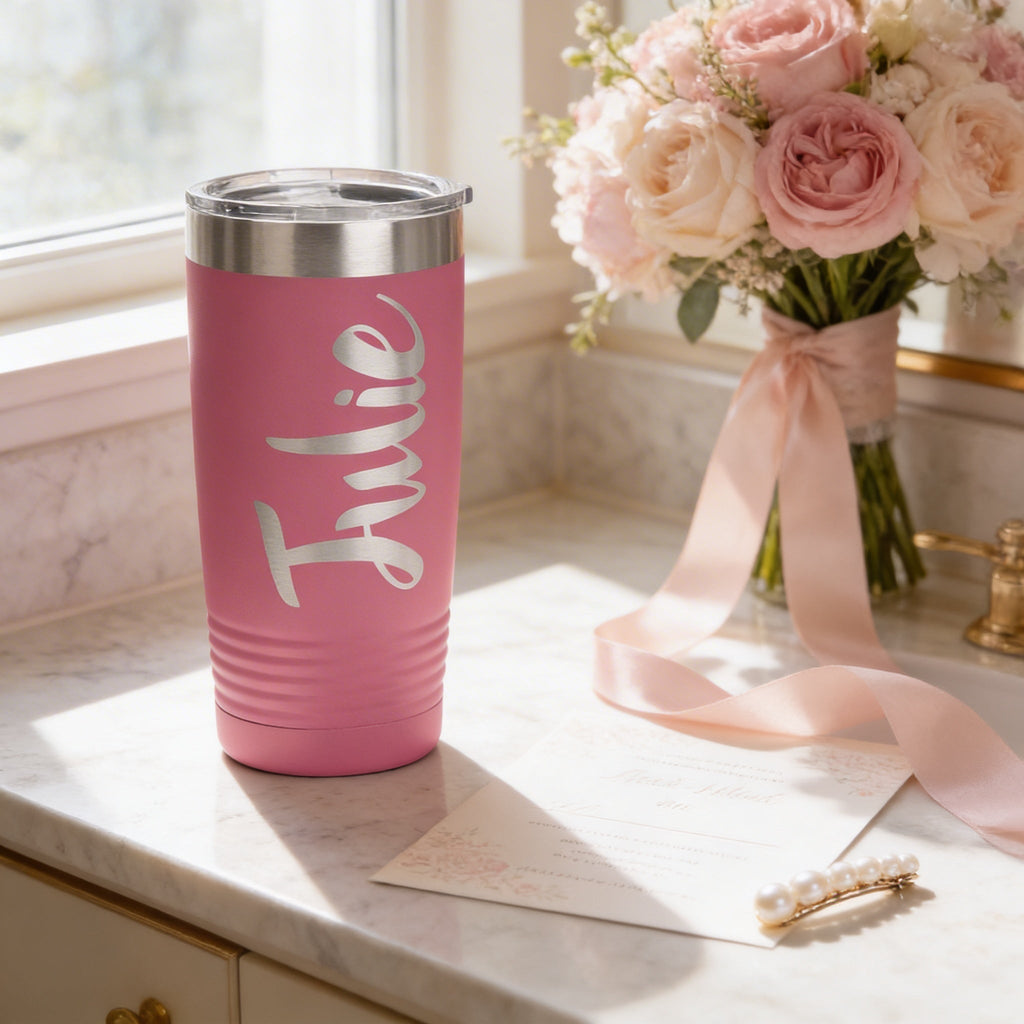 Insulated Powder Coated Tumbler - Personalized Stainless Steel Travel Mug with Double Wall Insulation