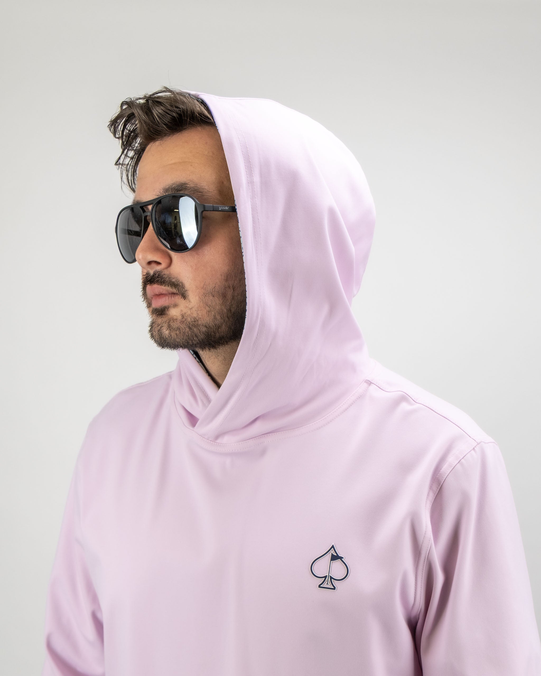 Performance Golf Hoodie - Flower Doodle Blue