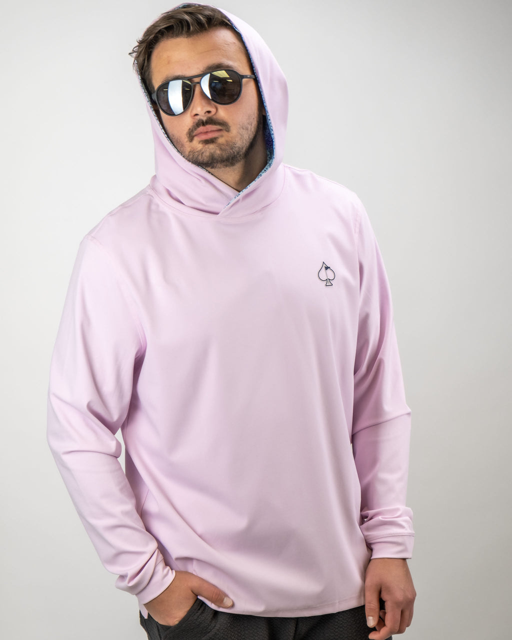 Performance Golf Hoodie - Flower Doodle Blue